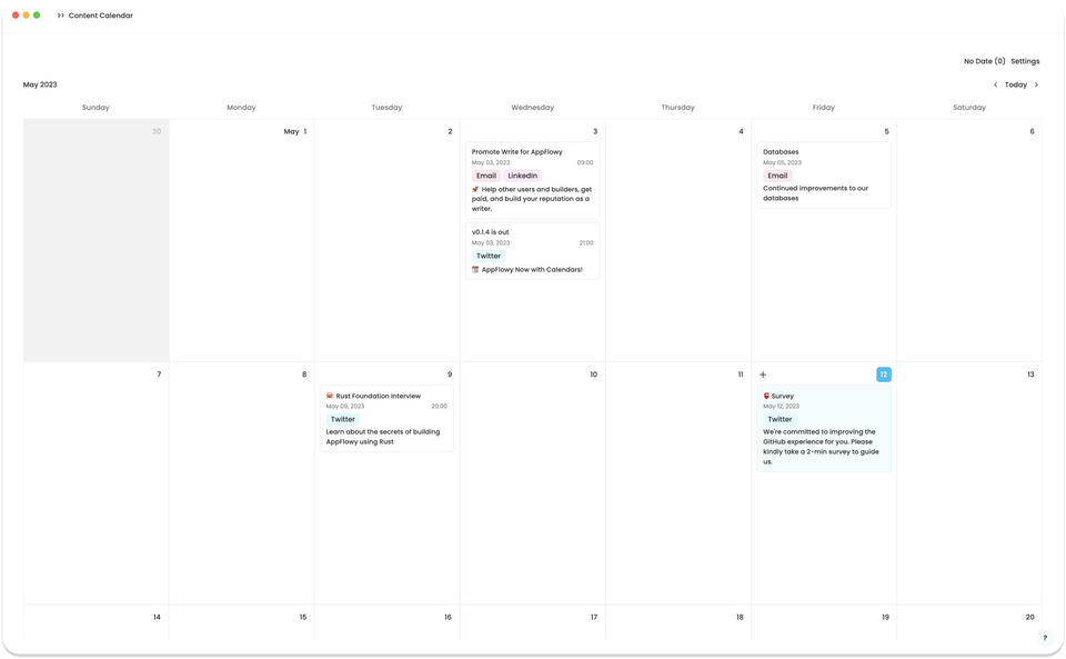 Creating a Calendar View for the AppFlowy Database